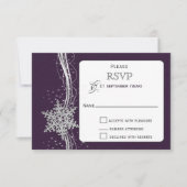 Violet Silver Snowflakes Mariage d'hiver RSVP (Devant)