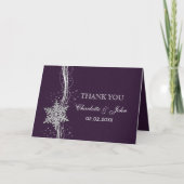 violet Silver Snowflakes Merci de mariage hivernal (Devant)