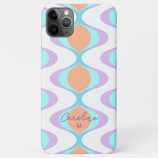Violet Sinaasappel Aqua Blue Midcentury Waves Patr Case-Mate iPhone Case (Achterkant)