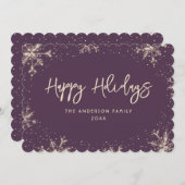 Violet Snowflake Snow Winter Feestdagenkaart (Voorkant / Achterkant)