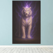 Violet Storm Aura White Tiger – Electric Divine Be Canvas Afdruk (Insitu (Houten vloer))