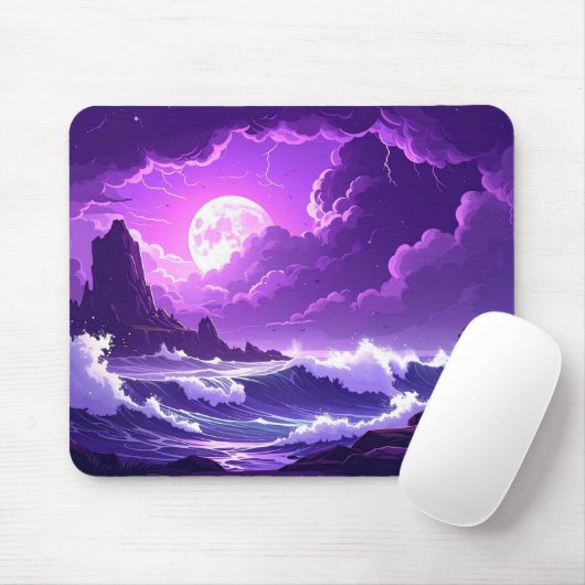 Violet Storm Moon Mousepad – Midnight Wave Edition Muismat (Met muis)