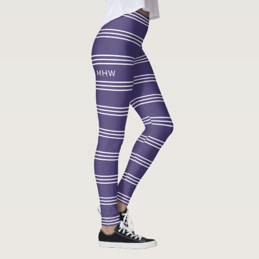 Violet Stripes leggings monogrammes personnalisés (Droite)