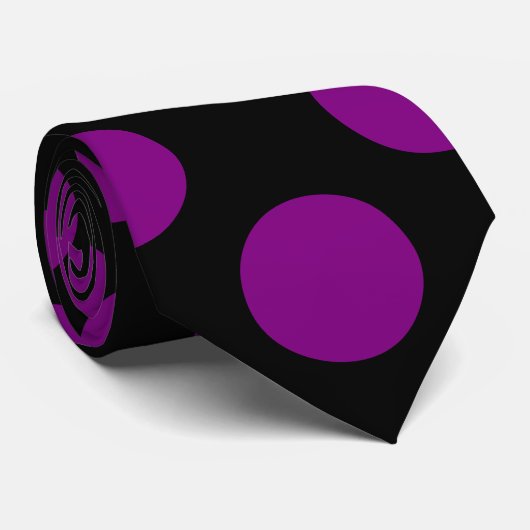 Violet sur Black Giant Taille Pois Cravate (Roulé)