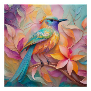 Violet Throated Songbird Fantasy Bird Perfect Poster