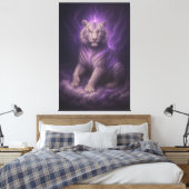 Violet Thundercloud White Tiger – Mystic Aura Guar Canvas Afdruk (Insitu (Slaapkamer))