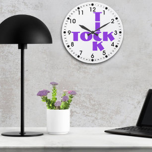 Violet Tick Tock Typography Crossword Style Ronde Klok