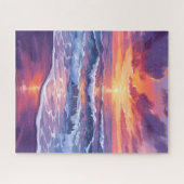 Violet Tide | Purple Sunset Ocean Waves Legpuzzel (Horizontaal)