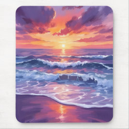 Violet Tide | Purple Sunset Ocean Waves Muismat