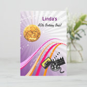 violet totalement 80's rétro party Invitation (Debout devant)