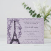 Violet Tour Eiffel Invitation de douche nuptiale (Debout devant)