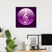 Violet Treble Clef Button Poster (Thuiskantoor)