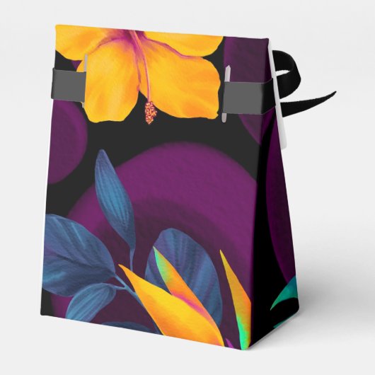 Violet Tropical Yellow Hibiscus Weddenschap Bedank Bedankdoosjes (Achterkant)