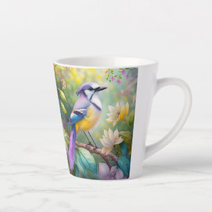 Violet Tufted Jay Fantasy Bird Latte Mok