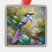 Violet Tufted Jay Fantasy Bird Metalen Ornament (Voorkant)