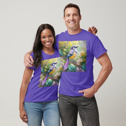 Violet Tufted Jay Fantasy Bird T-shirt (Unisex)