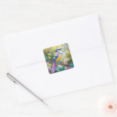 Violet Tufted Jay Fantasy Bird Vierkante Sticker (Envelop)