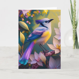 Violet Tufted Yellow Breasted Fantasy Bird Kaart