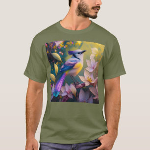 Violet Tufted Yellow Breasted Fantasy Bird T-shirt