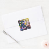 Violet Tufted Yellow Breasted Fantasy Bird Vierkante Sticker (Envelop)