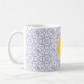 Violet Tulip Damask Monogramme Mug (Gauche)