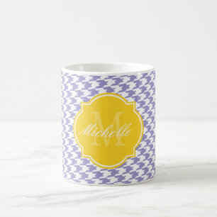 Violet Tulip Houndstooth Monogram Mok