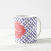 Violet Tulip Houndstooth Monogram Mok (Voorkant rechts)