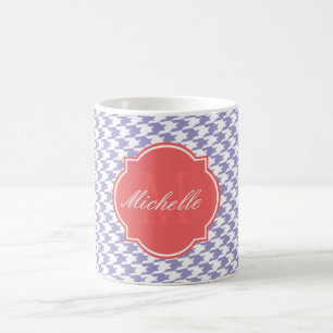 Violet Tulip Houndstooth Monogram Mok