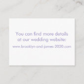 Violet Tulip Mariage Hébergements Cartes de visite (Dos)