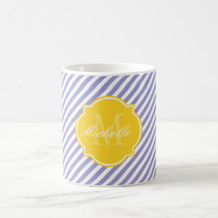 Violet Tulip Stripe Monogram Mok