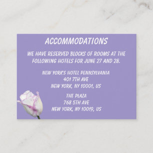Violet Tulip Wedding Accommodations Visitekaartjes Informatiekaartje
