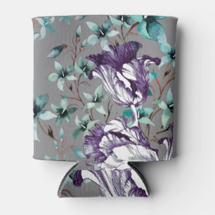 Violet tulpen: Grijze wilde bloemen Blikjeskoeler