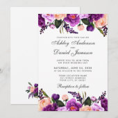 Violet Ultra Pourpre | Faire-Part de Mariage Flora (Devant / Derrière)