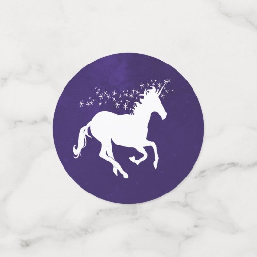 Violet Unicorn Mariage table Confetti (Petit recto)