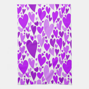 Violet Valentine's coeurs Serviette de cuisine