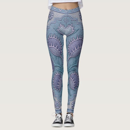 Violet Venus Fly Trap Scarf Leggings (Voorkant)