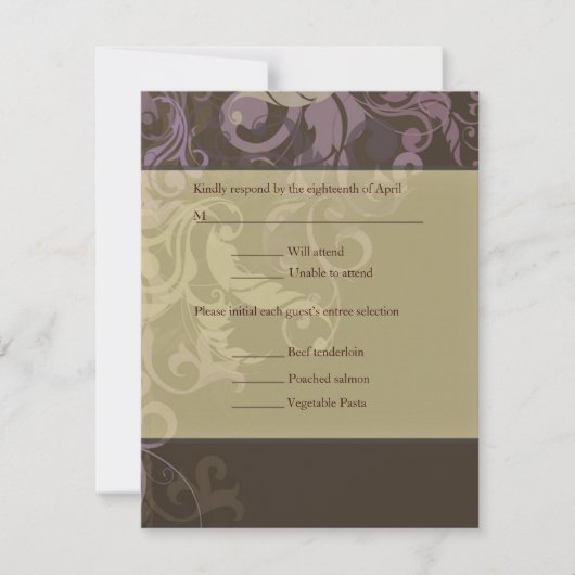 Violet Victoria Mariage damassé RSVP (Devant)