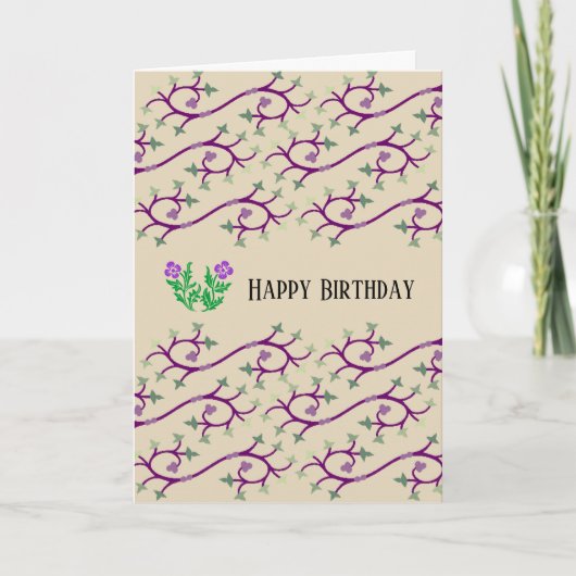 Violet & Vine verte Design Bonne carte d'anniversa (Devant)