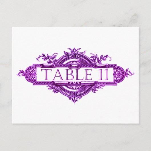 Violet Vintage Mariage Numéro de table de réceptio (Devant)