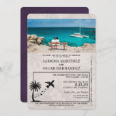 Violet violet Faire-part de mariage de passeport d (Devant / Derrière)