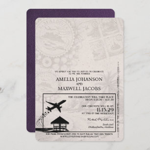 Violet violet Faire-part de mariage de passeport d
