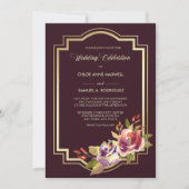 Violet violet Faire-part de mariage floral cadre o (Devant)