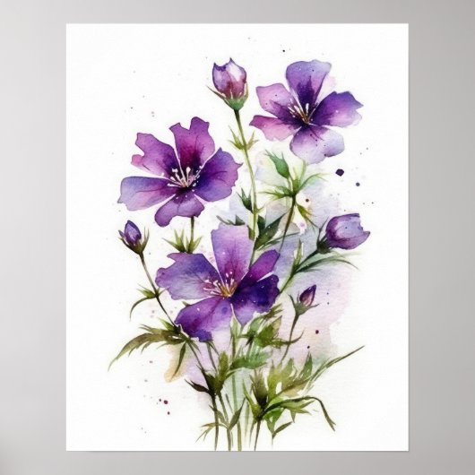 Violet violet Fleurs Art Imprimer Poster (Devant)