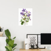 Violet violet Fleurs Art Imprimer Poster (Bureau à domicile)