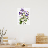Violet violet Fleurs Art Imprimer Poster (Cuisine)