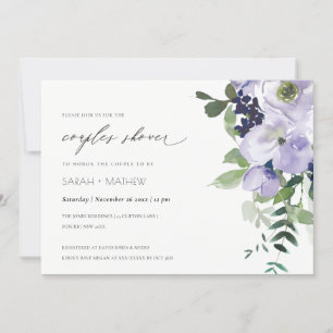 Violet Violet Floral Couples Feuilles Invitation d