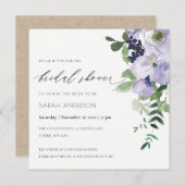 Violet violet Floral Fête des mariées Invitation (Devant / Derrière)