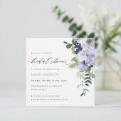 Violet violet Floral Fête des mariées Invitation (Debout devant)