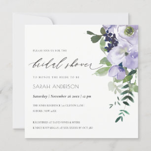 Violet violet Floral Fête des mariées Invitation
