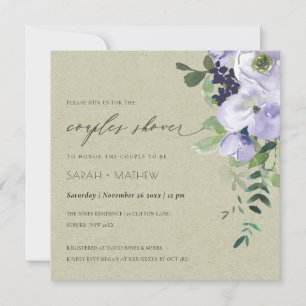 Violet Violet Floral Kraft Couples Invitation de d
